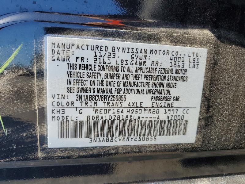 2024 Nissan Sentra მანქანა იყიდება აუქციონზე, vin: 3N1AB8CV8RY250855, აუქციონის ნომერი: 55056876