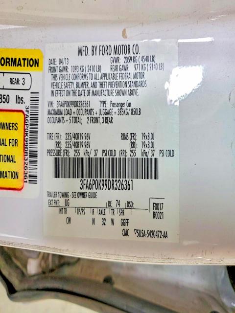 Продажа на аукционе авто 2013 Ford Fusion, vin: 3FA6P0K99DR326361, номер лота: 53765546