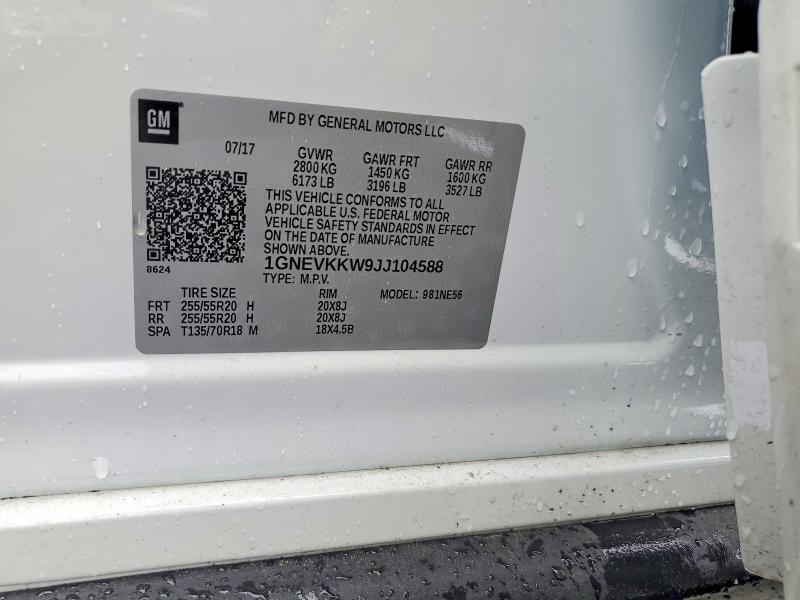 Aukcja sprzedaży 2018 Chevrolet Traverse, vin: 1GNEVKKW9JJ104588, numer aukcji: 52254966