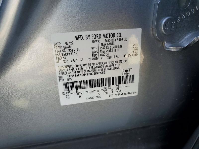 Aukcja sprzedaży 2022 Ford Explorer, vin: 1FMSK7DH2NGB57552, numer aukcji: 53405546