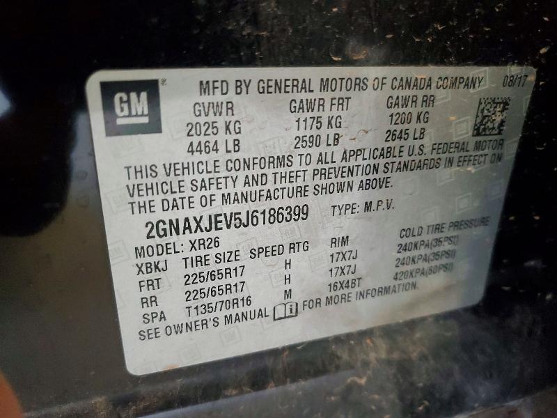 2018 Chevrolet Equinox მანქანა იყიდება აუქციონზე, vin: 2GNAXJEV5J6186399, აუქციონის ნომერი: 55325596