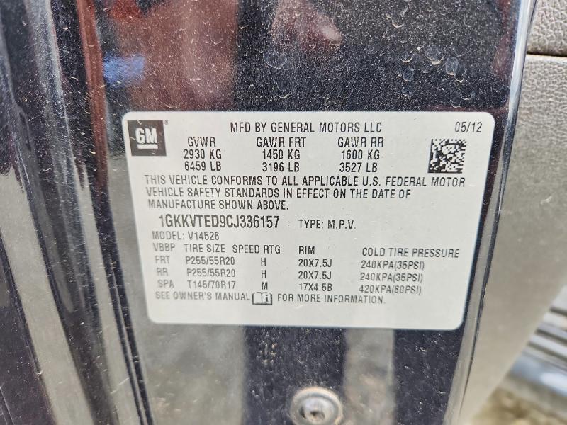54423446 :رقم المزاد ، 1GKKVTED9CJ336157 vin ، 2012 Gmc Acadia مزاد بيع