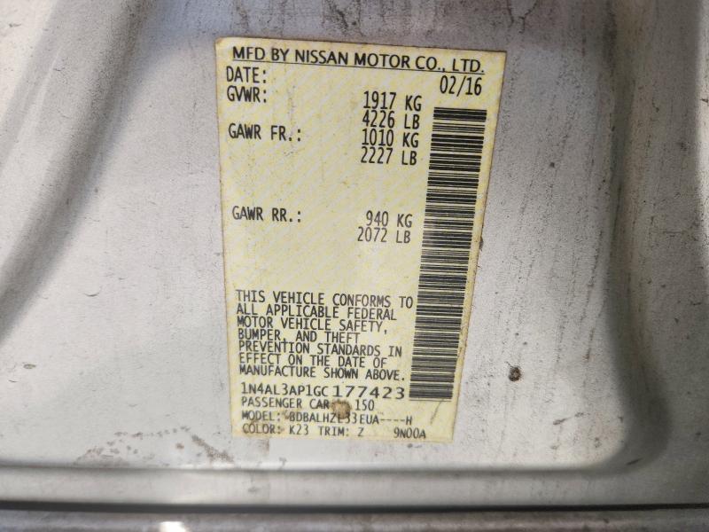 51924006 :رقم المزاد ، 1N4AL3AP1GC177423 vin ، 2016 Nissan Altima مزاد بيع