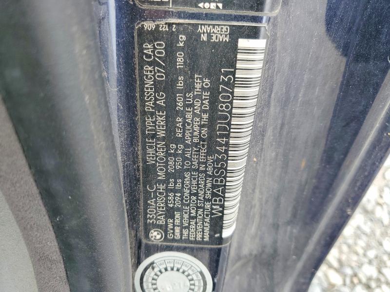 Продаж на аукціоні авто 2001 Bmw 330, vin: WBABS53441JU80731, номер лоту: 55382556
