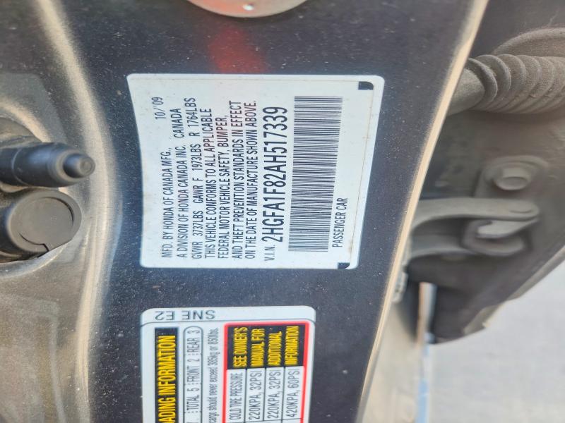 Aukcja sprzedaży 2010 Honda Civic, vin: 2HGFA1F82AH517339, numer aukcji: 54012296