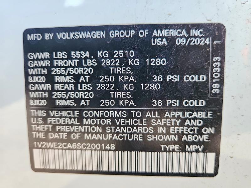 Продажа на аукционе авто 2025 Volkswagen Atlas Cross Sport, vin: 1V2WE2CA6SC200148, номер лота: 53301566