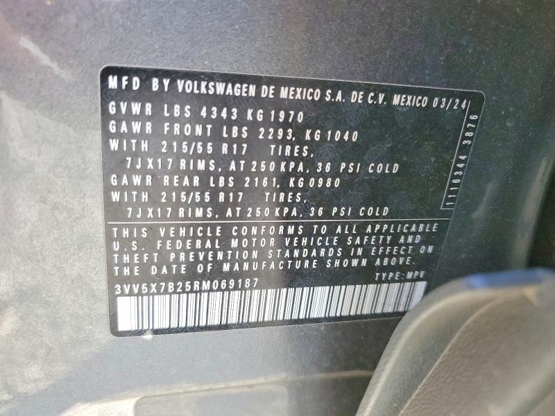 Aukcja sprzedaży 2024 Volkswagen Taos, vin: 3VV5X7B25RM069187, numer aukcji: 53608836