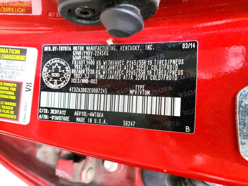 Aukcja sprzedaży 2014 Toyota Venza, vin: 4T3ZA3BB2EU087245, numer aukcji: 52614646