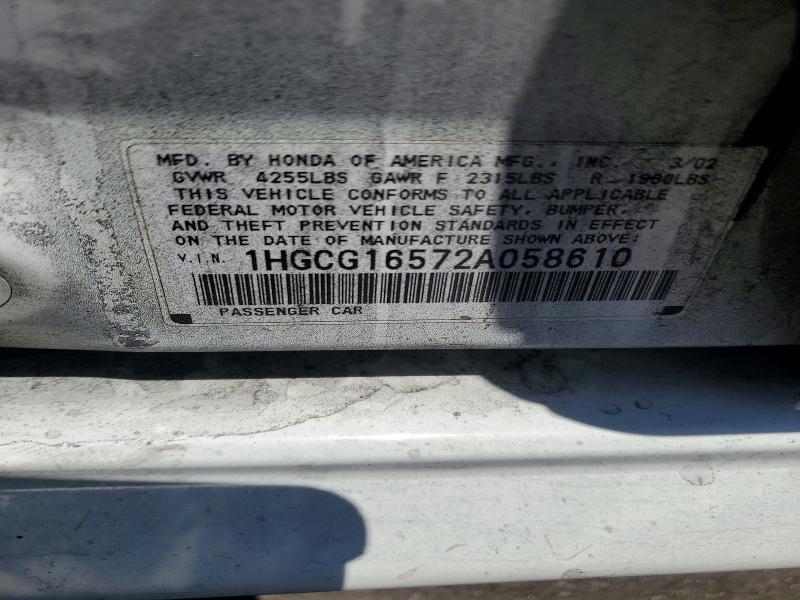 Продажа на аукционе авто 2002 Honda Accord, vin: 1HGCG16572A058610, номер лота: 53946786
