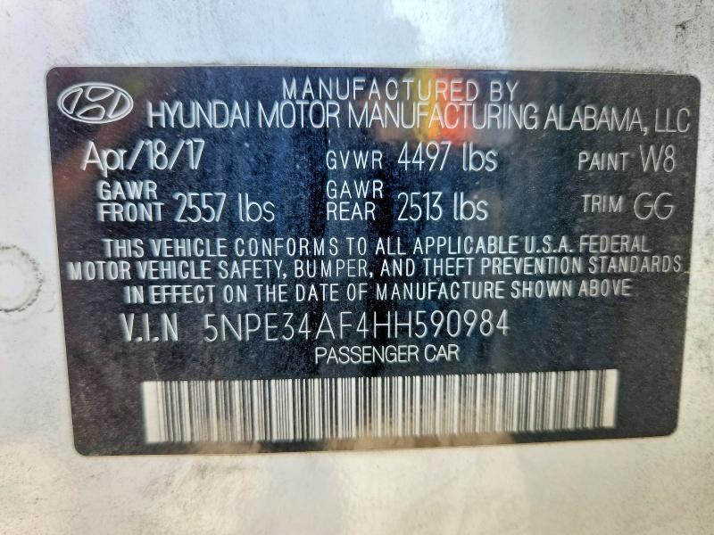 Auction sale of the 2017 Hyundai Sonata, vin: 5NPE34AF4HH590984, lot number: 53086026