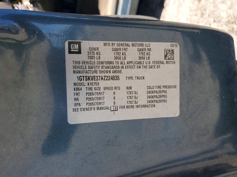 2010 Gmc Sierra მანქანა იყიდება აუქციონზე, vin: 1GTSKVE37AZ224835, აუქციონის ნომერი: 52912926