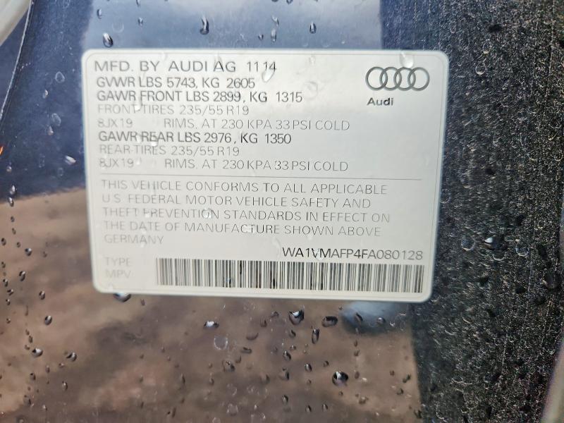 2015 Audi Q5 მანქანა იყიდება აუქციონზე, vin: WA1VMAFP4FA080128, აუქციონის ნომერი: 54705906