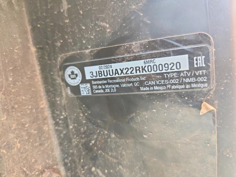 54039646 :رقم المزاد ، 3JBUUAX22RK000920 vin ، 2024 Can Am Defender مزاد بيع
