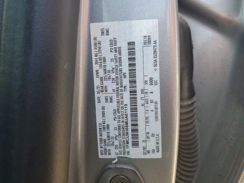53323096 :رقم المزاد ، 1FMCU9H68MUA61119 vin ، 2021 Ford Escape مزاد بيع