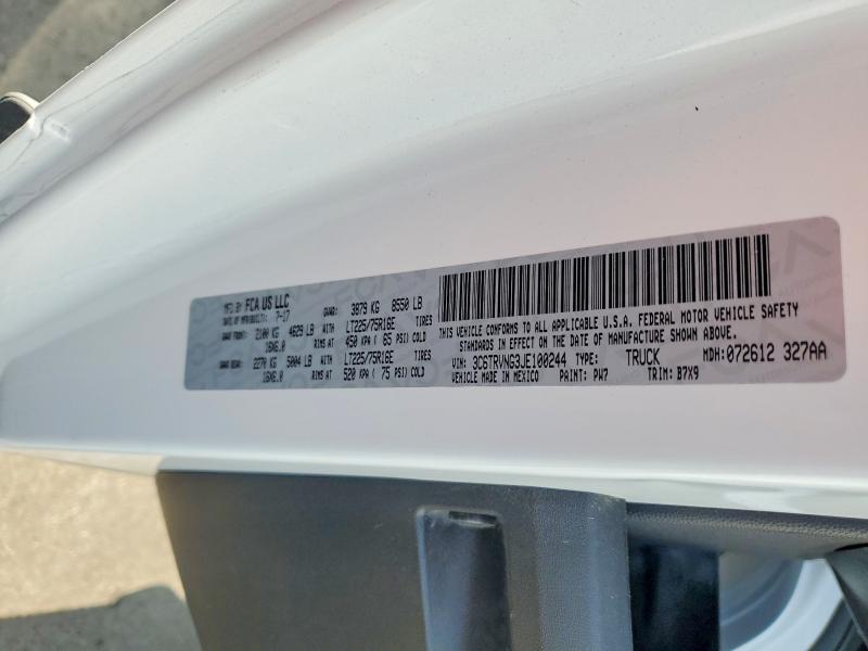53600666 :رقم المزاد ، 3C6TRVNG3JE100244 vin ، 2018 Ram Promaster 1500 مزاد بيع