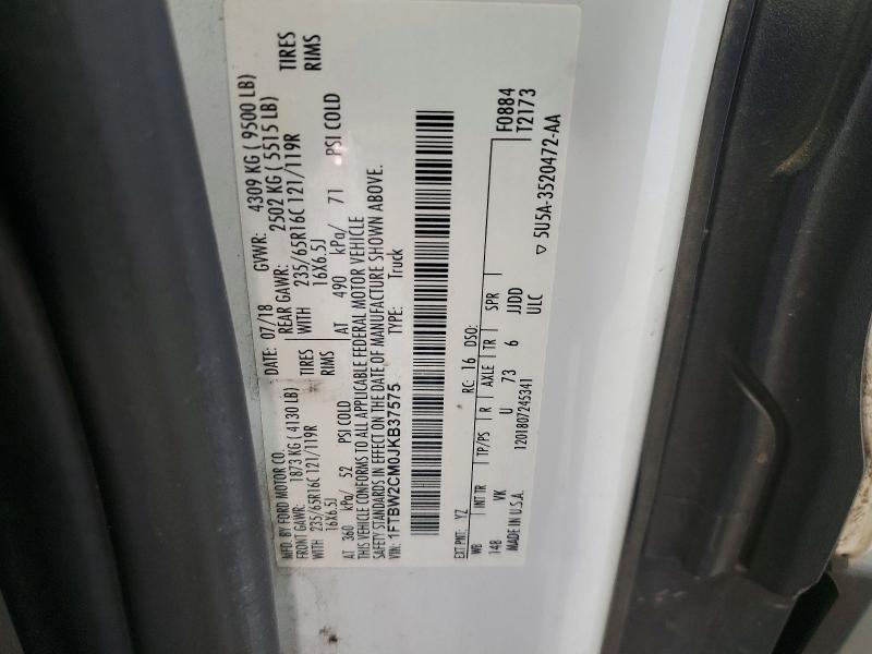2018 Ford Transit მანქანა იყიდება აუქციონზე, vin: 1FTBW2CM0JKB37575, აუქციონის ნომერი: 53187616