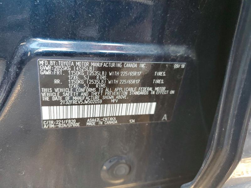Aukcja sprzedaży 2018 Toyota Rav4, vin: 2T3ZFREV5JW502059, numer aukcji: 53602206