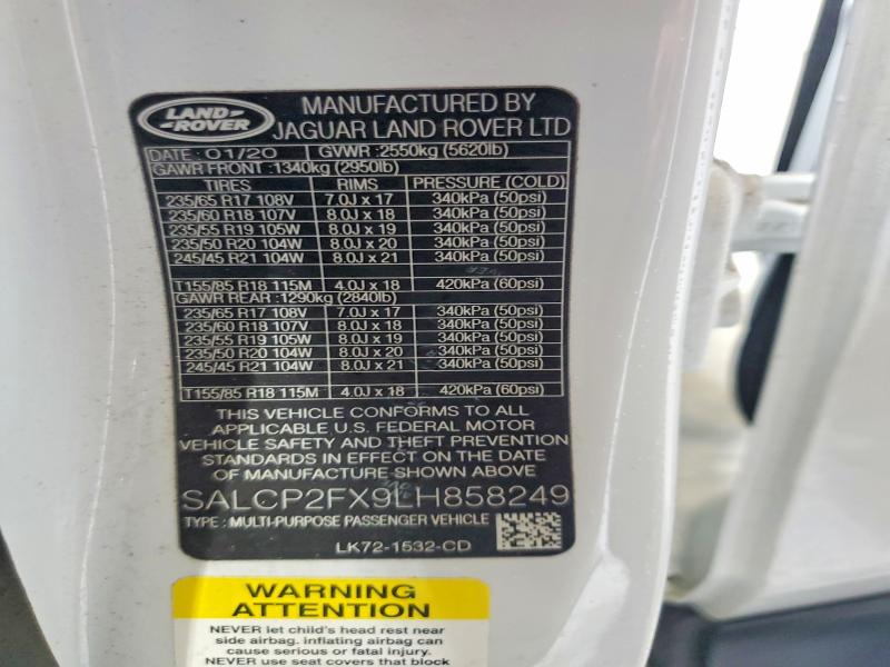 Продажа на аукционе авто 2020 Land Rover Discovery Sport, vin: SALCP2FX9LH858249, номер лота: 52459326