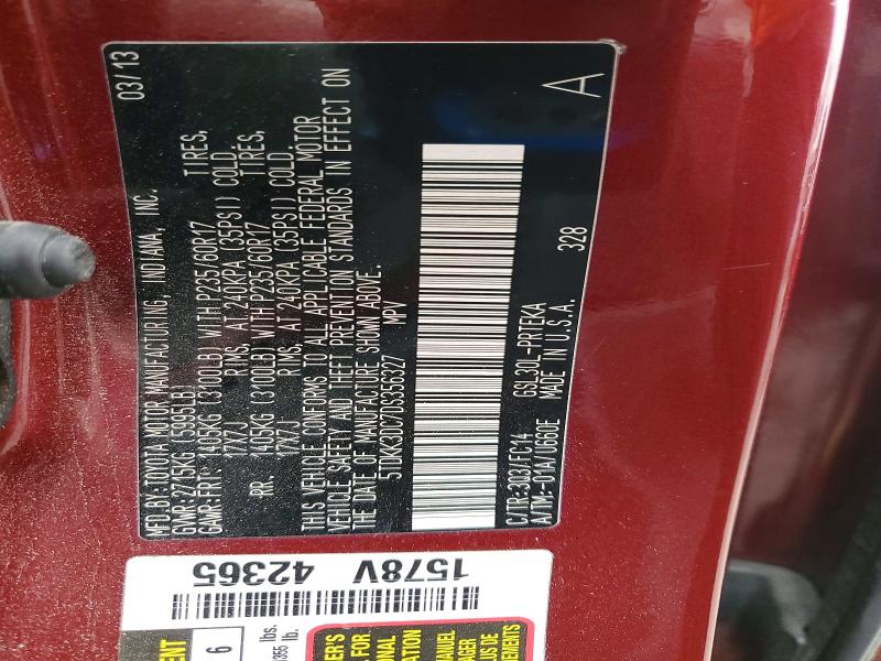 Продаж на аукціоні авто 2013 Toyota Sienna, vin: 5TDKK3DC7DS356327, номер лоту: 53459746