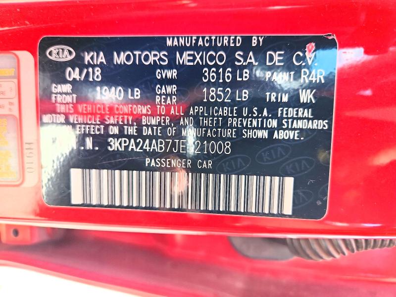 Продажа на аукционе авто 2018 Kia Rio, vin: 3KPA24AB7JE121008, номер лота: 53775556