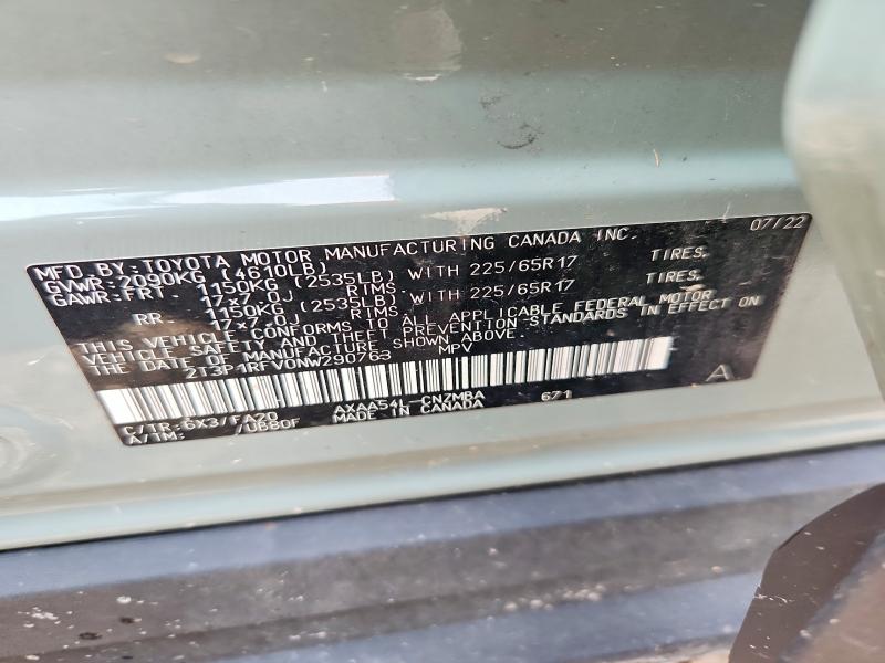 Продаж на аукціоні авто 2022 Toyota Rav4, vin: 2T3P1RFV0NW290763, номер лоту: 54795226