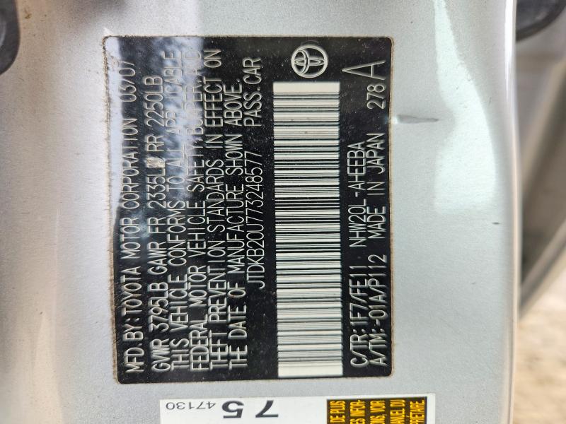 Aukcja sprzedaży 2007 Toyota Prius, vin: JTDKB20U773248577, numer aukcji: 54169606