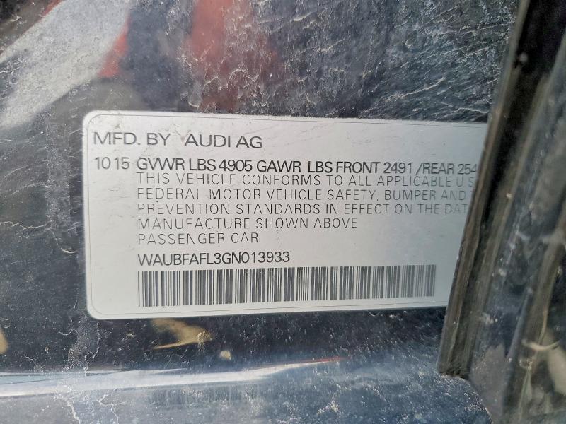 2016 Audi A4 მანქანა იყიდება აუქციონზე, vin: WAUBFAFL3GN013933, აუქციონის ნომერი: 52829226