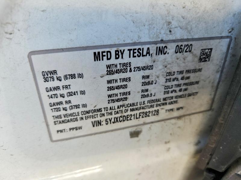 Aukcja sprzedaży 2020 Tesla Model X, vin: 5YJXCDE21LF282128, numer aukcji: 53034746