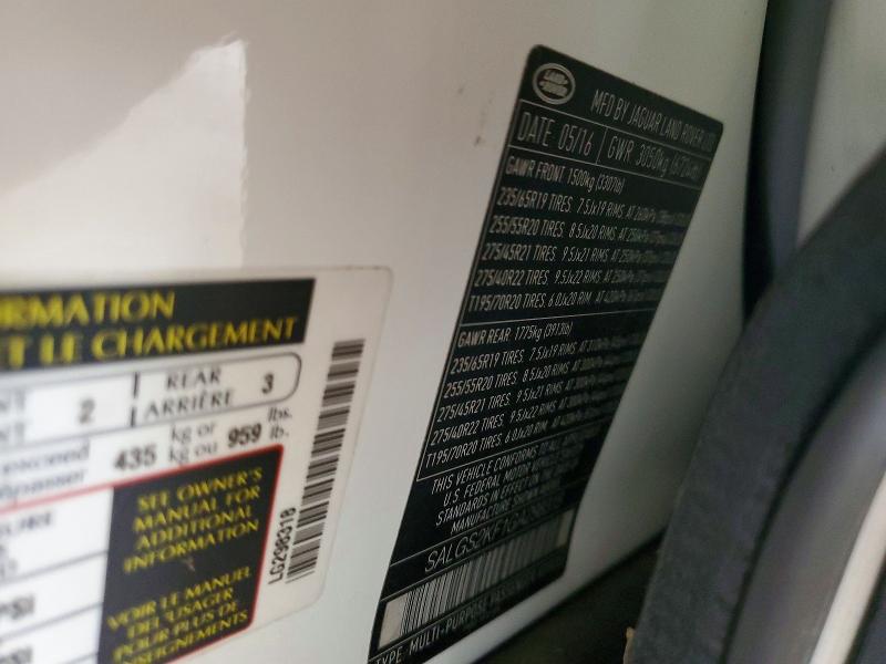 2016 Land Rover Range Rover მანქანა იყიდება აუქციონზე, vin: SALGS2KF1GA298318, აუქციონის ნომერი: 55561536