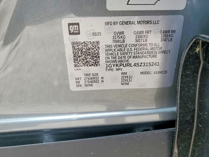 52079926 :رقم المزاد ، 1GYKPURL4SZ315241 vin ، 2025 Cadillac Lyriq مزاد بيع