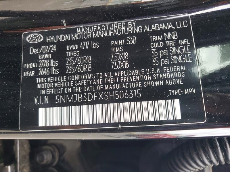 2025 Hyundai Tucson მანქანა იყიდება აუქციონზე, vin: 5NMJB3DEXSH506315, აუქციონის ნომერი: 54341136