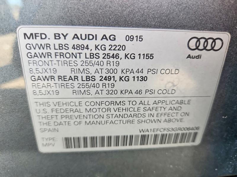 Aukcja sprzedaży 2016 Audi Q3, vin: WA1EFCFS3GR006406, numer aukcji: 54399806