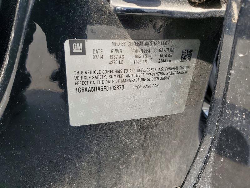 52217686 :رقم المزاد ، 1G6AA5RA5F0102870 vin ، 2015 Cadillac Ats مزاد بيع