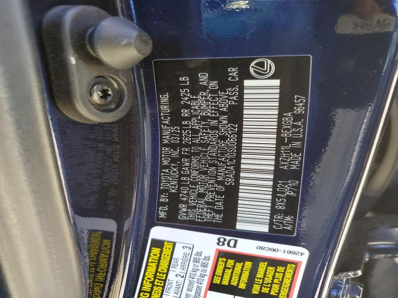 53118886 :رقم المزاد ، 58ADA1C10SU066122 vin ، 2025 Lexus Es 300h مزاد بيع