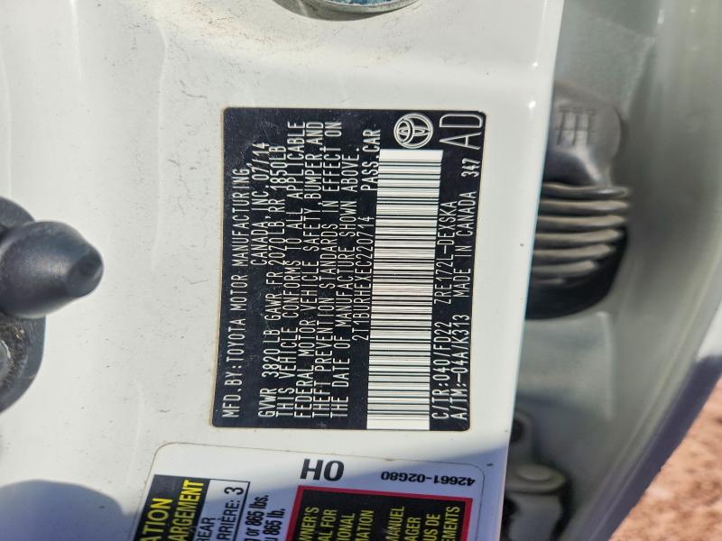 52234636 :رقم المزاد ، 2T1BURHEXEC220714 vin ، 2014 Toyota Corolla مزاد بيع