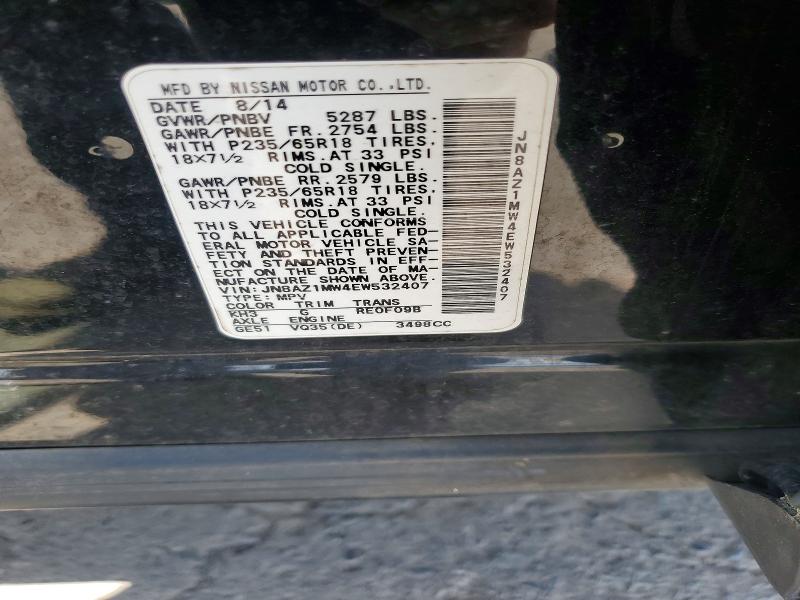 55415366 :رقم المزاد ، JN8AZ1MW4EW532407 vin ، 2014 Nissan Murano مزاد بيع