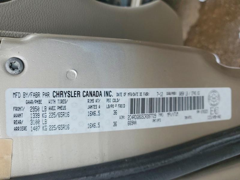 Продажа на аукционе авто 2012 Dodge Grand Caravan, vin: 2C4RDGBG5CR397729, номер лота: 52504896