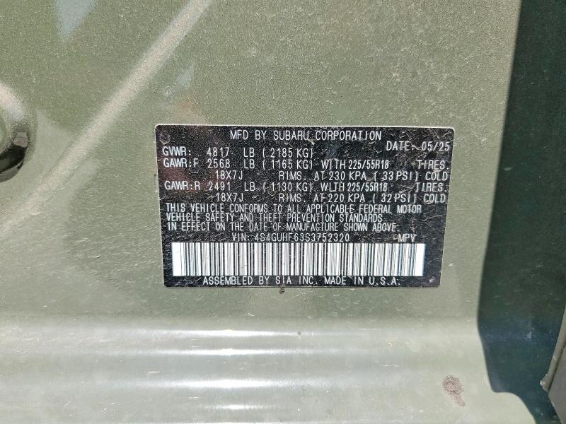 53966026 :رقم المزاد ، 4S4GUHF63S3752320 vin ، 2025 Subaru Crosstrek مزاد بيع
