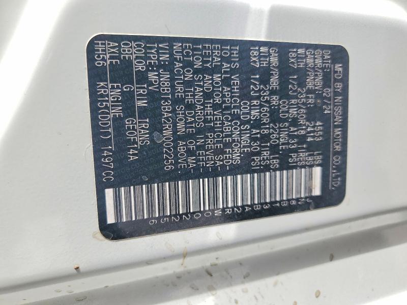 Продаж на аукціоні авто 2024 Nissan Rogue, vin: JN8BT3BA2RW002256, номер лоту: 53653206
