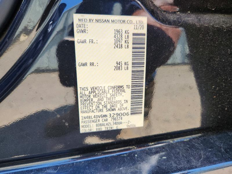Aukcja sprzedaży 2021 Nissan Altima, vin: 1N4BL4DV6MN329006, numer aukcji: 53416596
