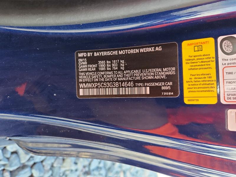 2016 Mini Cooper მანქანა იყიდება აუქციონზე, vin: WMWXP5C53G3B14646, აუქციონის ნომერი: 53625866