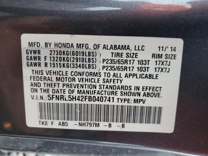 Продаж на аукціоні авто 2015 Honda Odyssey, vin: 5FNRL5H42FB040741, номер лоту: 54308836