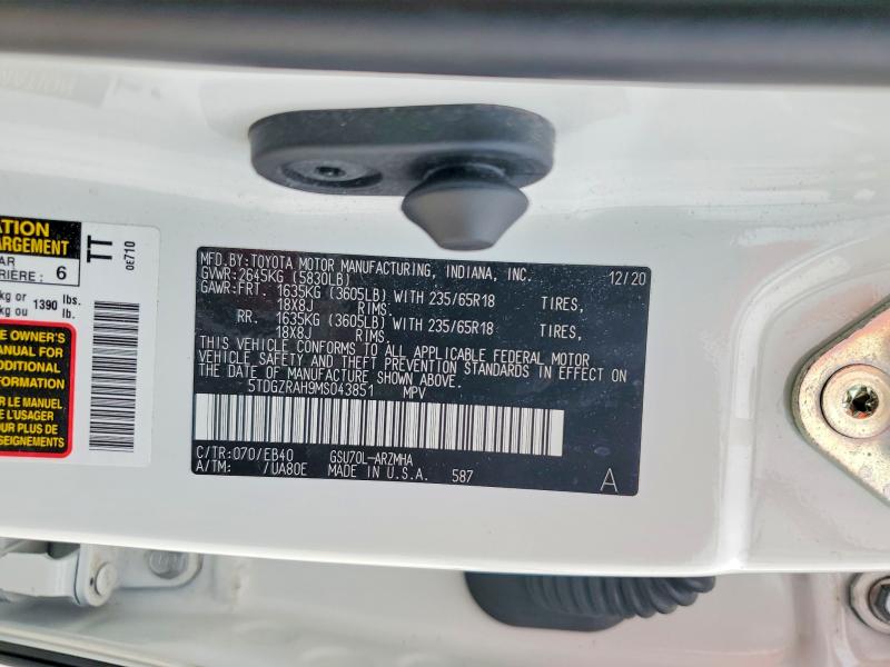 Aukcja sprzedaży 2021 Toyota Highlander, vin: 5TDGZRAH9MS043851, numer aukcji: 52568806