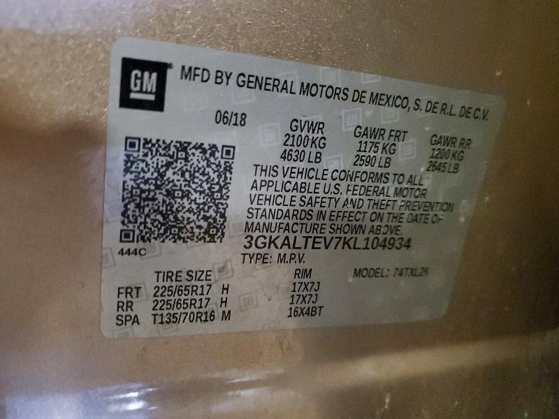 2019 Gmc Terrain მანქანა იყიდება აუქციონზე, vin: 3GKALTEV7KL104934, აუქციონის ნომერი: 52318106