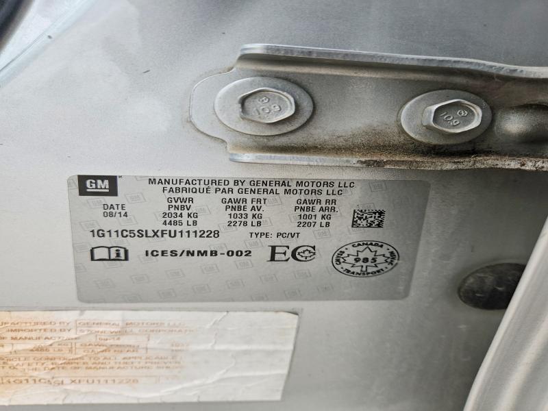 53560576 :رقم المزاد ، 1G11C5SLXFU111228 vin ، 2015 Chevrolet Malibu مزاد بيع