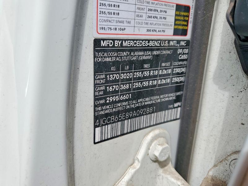 Продаж на аукціоні авто 2009 Mercedes-benz R, vin: 4JGCB65E89A092881, номер лоту: 55102236