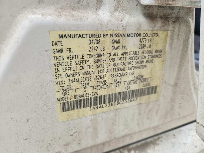 Продаж на аукціоні авто 2008 Nissan Altima, vin: 1N4AL21E18C252647, номер лоту: 53560046