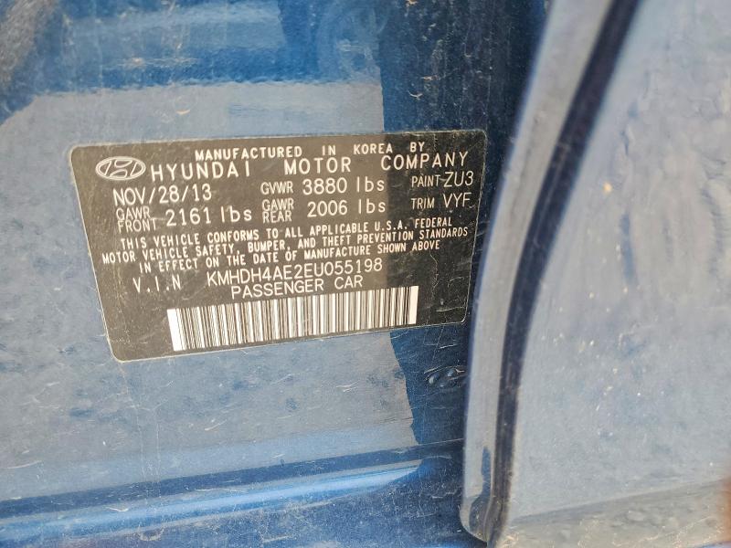 Aukcja sprzedaży 2014 Hyundai Elantra, vin: KMHDH4AE2EU055198, numer aukcji: 54714416