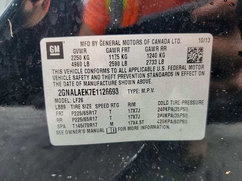 47397366 :رقم المزاد ، 2GNALAEK7E1126693 vin ، 2014 Chevrolet Equinox مزاد بيع
