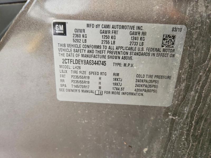 51689096 :رقم المزاد ، 2CTFLDEY8A6344745 vin ، 2010 Gmc Terrain مزاد بيع